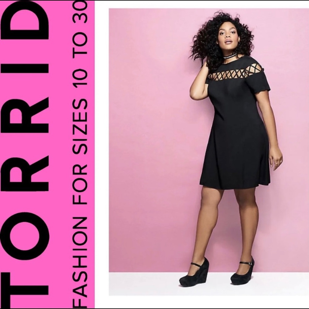 Torrid Black Lattice Trapeze Mini Dress, Size 2, 2x, 18-20